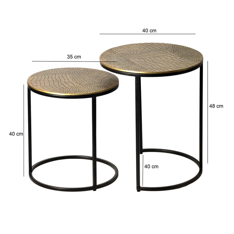 Galela settbord 40 cm sett med 2 - Gullfarget og svart - Møbler - Bord - Avlastningsbord - Settbord