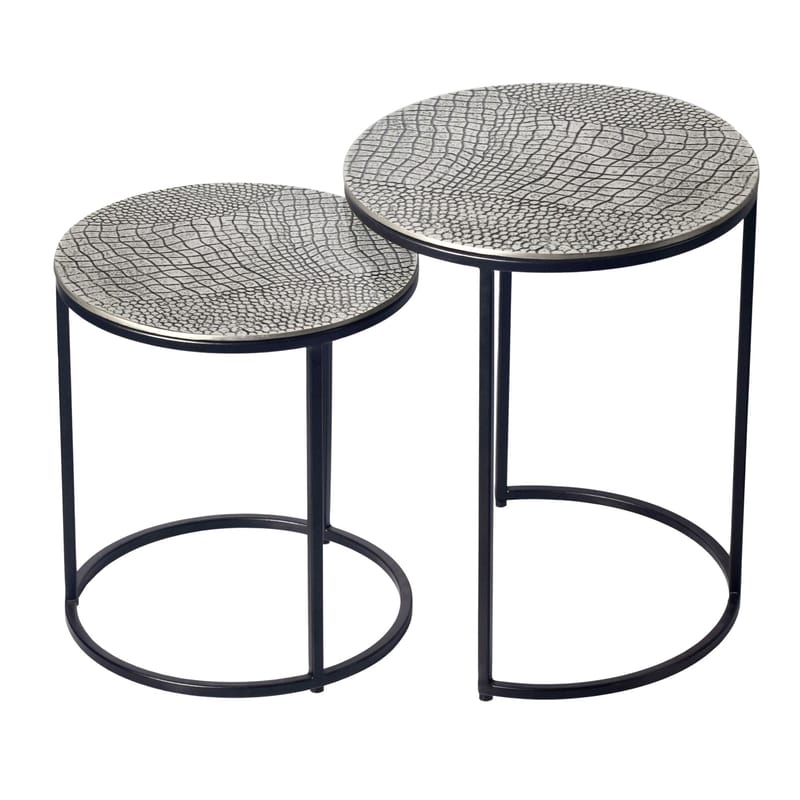 Galela settbord 40 cm sett med 2 - Sølvfarget og svart - Møbler - Bord - Avlastningsbord - Settbord