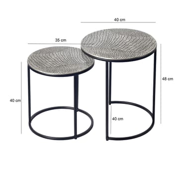 Galela settbord 40 cm sett med 2 - Sølvfarget og svart - Møbler - Bord - Avlastningsbord - Settbord