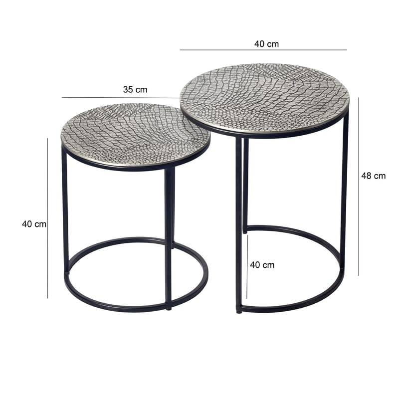 Galela settbord 40 cm sett med 2 - Sølvfarget og svart - Møbler - Bord - Avlastningsbord - Settbord