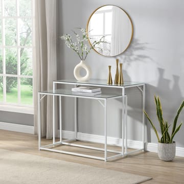 Galora konsollbord 100 cm sett med 2 - Gjennomsiktig og matt hvit - Møbler - Bord - Avlastningsbord - Settbord
