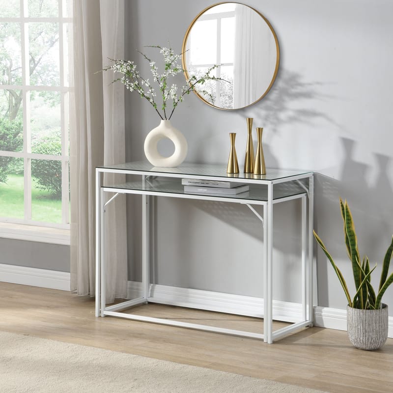 Galora konsollbord 100 cm sett med 2 - Gjennomsiktig og matt hvit - Møbler - Bord - Avlastningsbord - Settbord