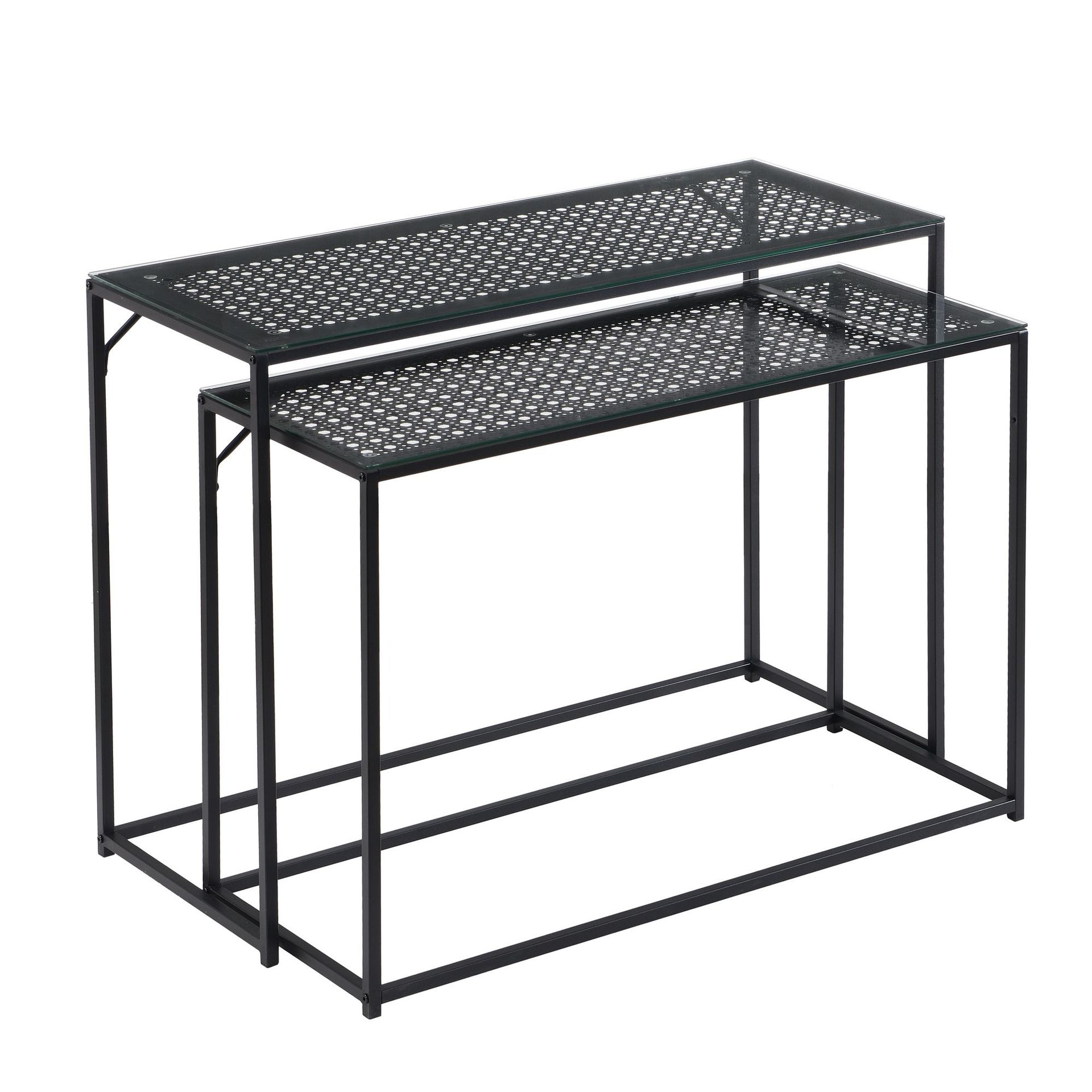 Galora konsollbord 100 cm sett med 2 - Gjennomsiktig og matt svart
