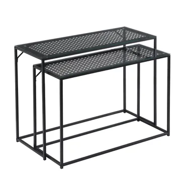 Galora konsollbord 100 cm sett med 2 - Gjennomsiktig og matt svart - Møbler - Bord - Avlastningsbord - Settbord