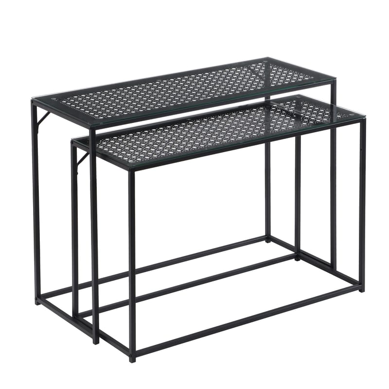 Galora konsollbord 100 cm sett med 2 - Gjennomsiktig og matt svart - Møbler - Bord - Avlastningsbord - Settbord