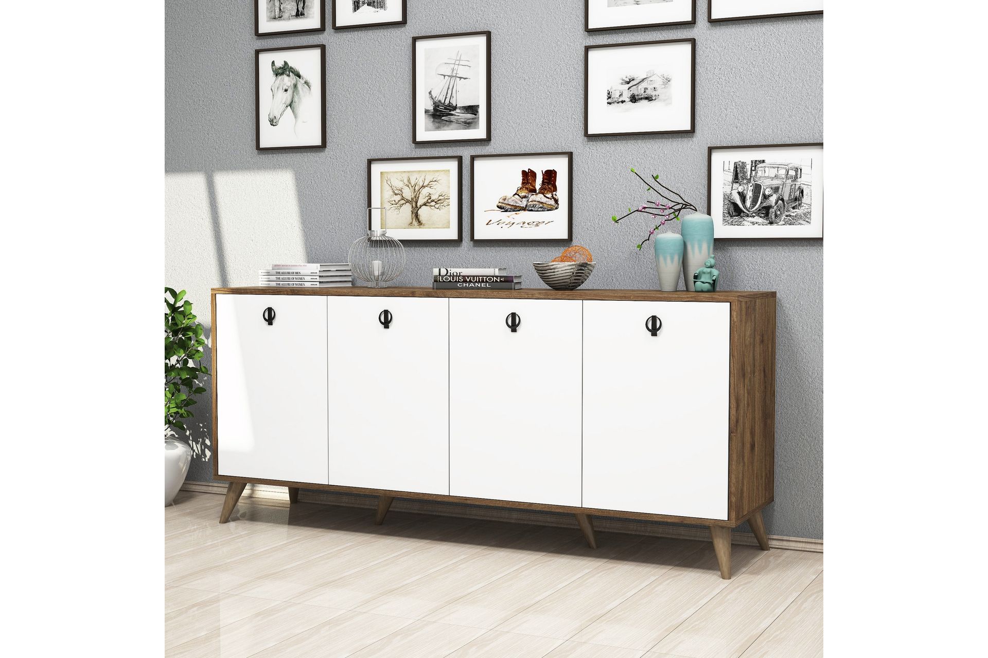 Athodna Konsollbord 180 cm - Mørkebrun/Hvit - Møbler - Bord - Avlastningsbord - Gangbord