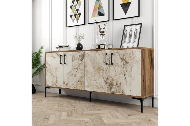 Levents Avlastningsbord 180 cm - Valnøtt/Beige/Svart - Møbler - Bord - Avlastningsbord - Gangbord