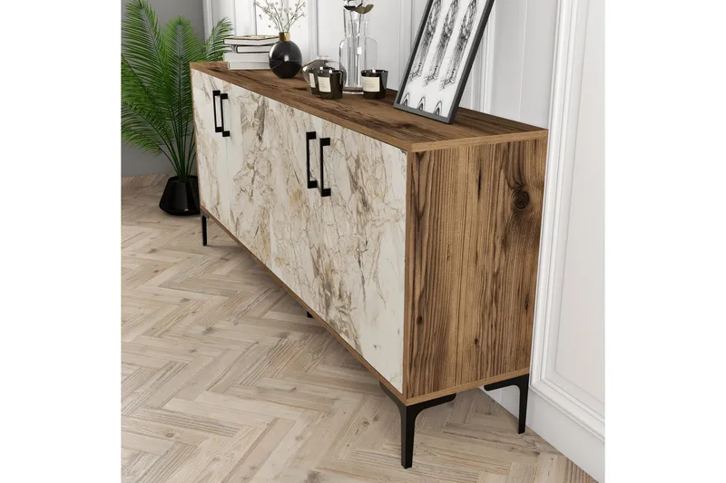 Levents Avlastningsbord 180 cm - Valnøtt/Beige/Svart - Møbler - Bord - Avlastningsbord - Gangbord