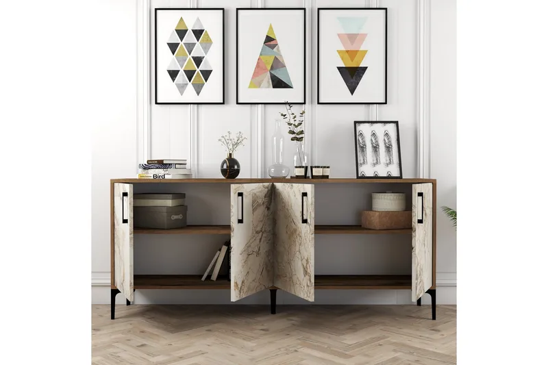 Levents Avlastningsbord 180 cm - Valnøtt/Beige/Svart - Møbler - Bord - Avlastningsbord - Gangbord