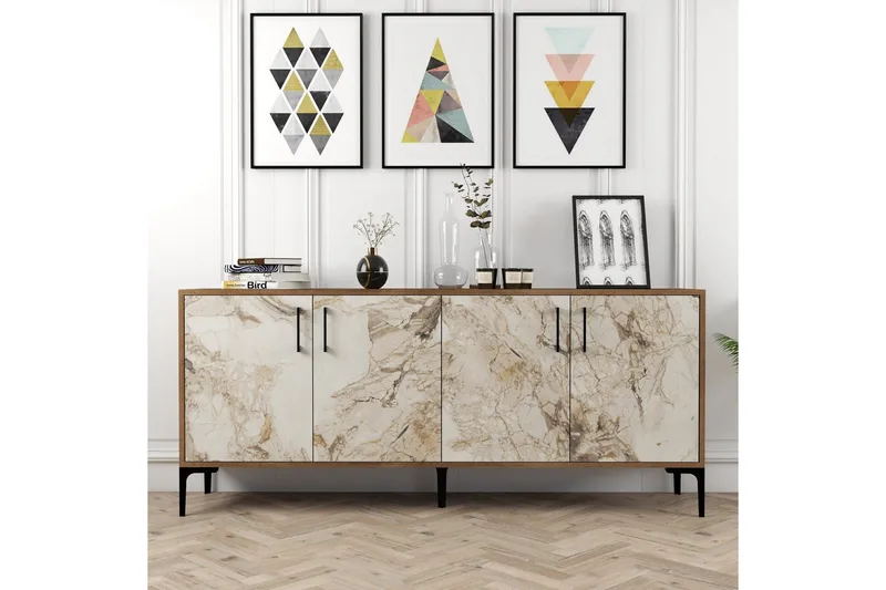 Levents Avlastningsbord 180 cm - Valnøtt/Beige/Svart - Møbler - Bord - Avlastningsbord - Gangbord