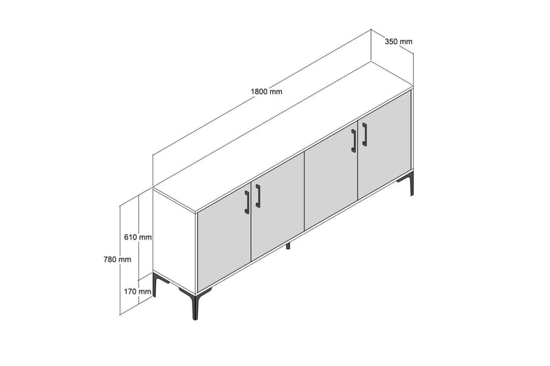 Levents Avlastningsbord 180 cm - Valnøtt/Hvit/Svart - Gangbord - Konsollbord