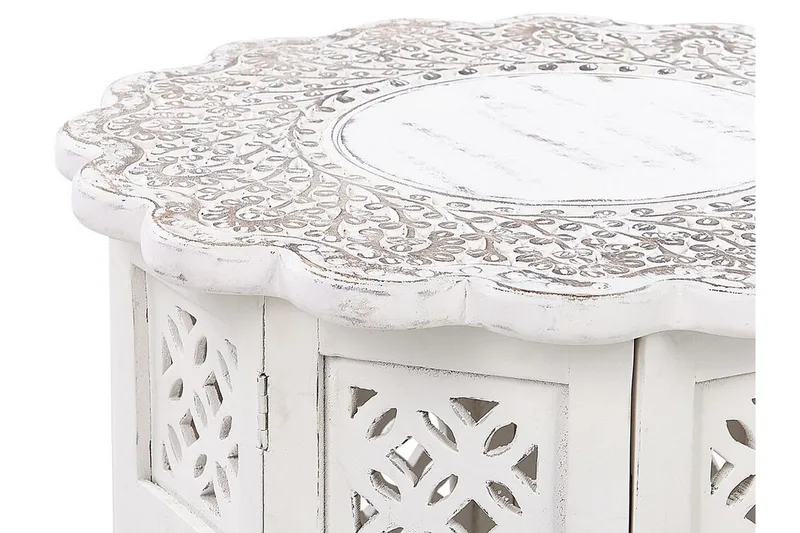 Garry Sidebord 44 cm - Hvit/Grå/Lyst tre - Møbler - Bord - Avlastningsbord - Lampebord & sidebord