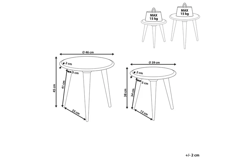 Gazelle Settbord 46 cm - Lyst tre/Hvit - Møbler - Bord - Avlastningsbord - Settbord
