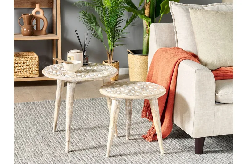 Gazelle Settbord 46 cm - Lyst tre/Hvit - Møbler - Bord - Avlastningsbord - Settbord