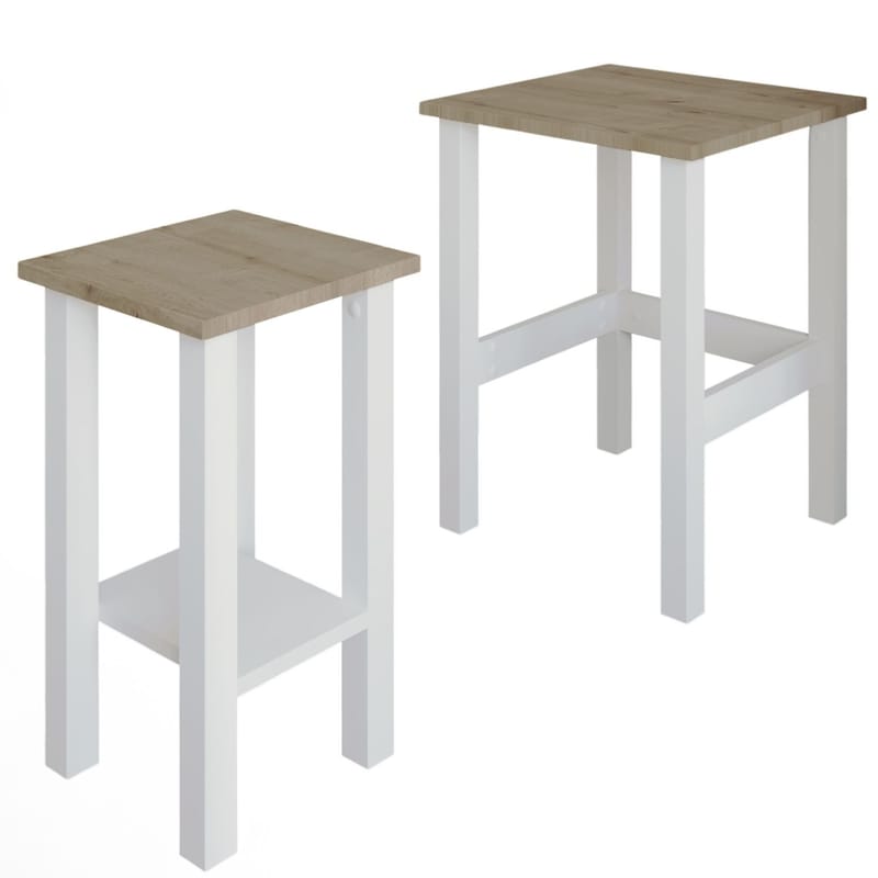 Ginallie Sidebord sett 45x60 cm - Hvit og safireik - Møbler - Bord - Avlastningsbord - Lampebord & sidebord