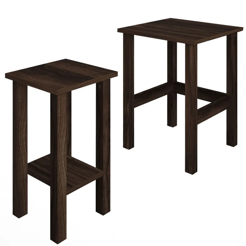 Ginallie Sidebord sett 45x60 cm - Valnøtt - Møbler - Bord - Avlastningsbord - Lampebord & sidebord