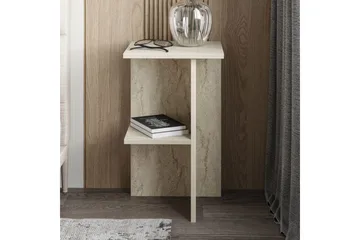 Gwyneth Nattbord 36 cm med Travertinutseende, Oppbevaring med Hyller - Grå - Møbler - Bord - Avlastningsbord - Sengebord & nattbord