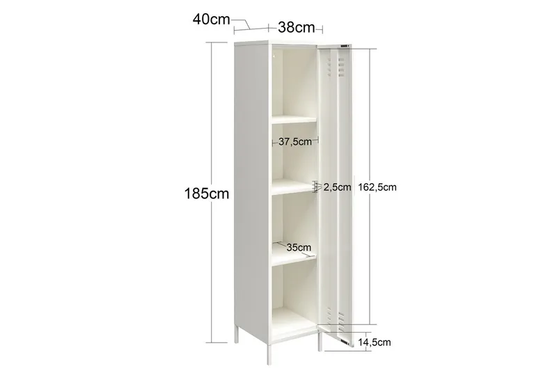 Høyskap Mission District 38x40x185 cm, Rosa - 38x40x185 cm, Rosa - Oppbevaring - Skap - Oppbevaringsskap - Omkledningsskap