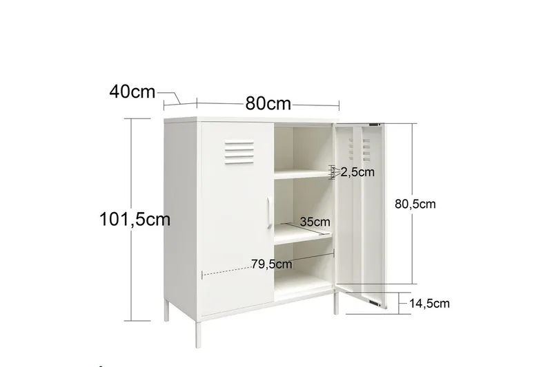 Høyskap Mission District 40x80x102 cm, Hvit - 40x80x102 cm, Hvit - Møbler - Bord - Avlastningsbord - Gangbord