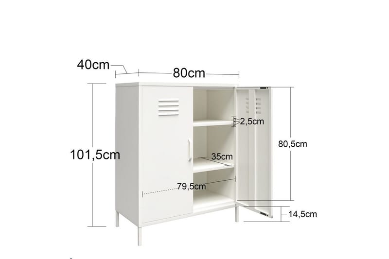 Høyskap Mission District 40x80x102 cm, Hvit - 40x80x102 cm, Hvit - Møbler - Bord - Avlastningsbord - Gangbord