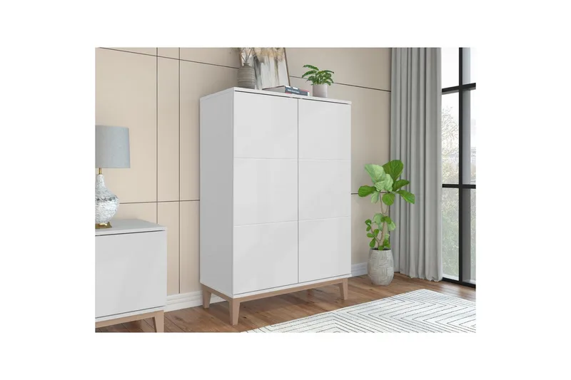 Høyskap Pelle Hvit/Wotan Eik - Hvit/Wotan Eik - Oppbevaring - Skap - Oppbevaringsskap