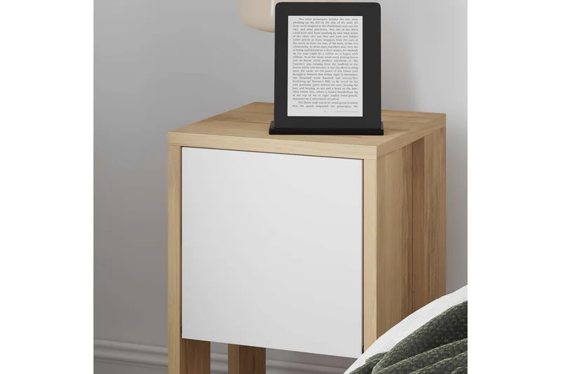 Haelyn Nattbord 30 cm - Eik/Hvit - Møbler - Bord - Avlastningsbord - Sengebord & nattbord