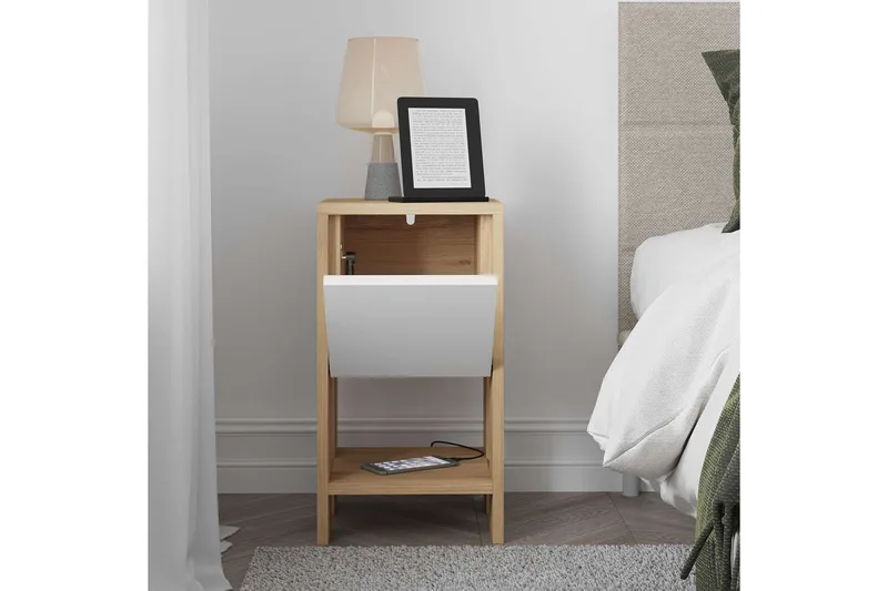 Haelyn Nattbord 30 cm - Eik/Hvit - Møbler - Bord - Avlastningsbord - Sengebord & nattbord