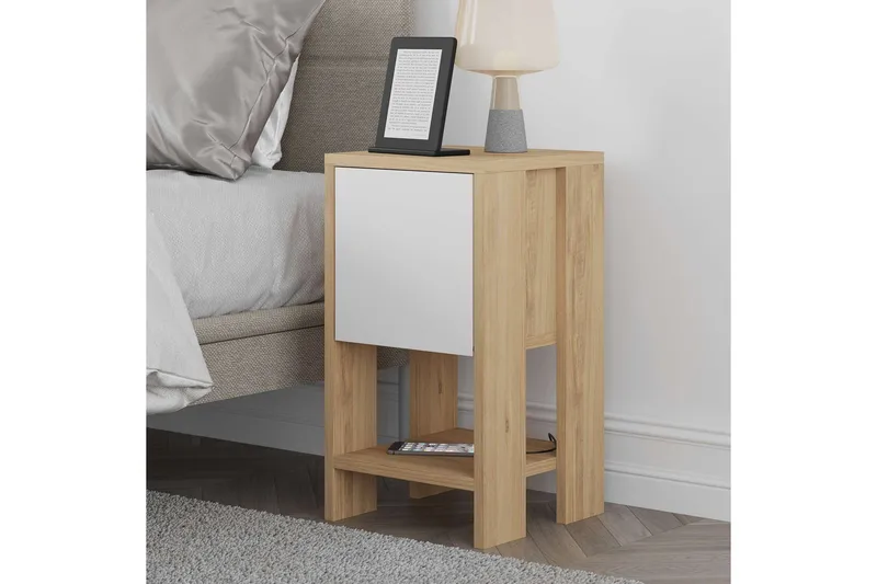 Haelyn Nattbord 30 cm - Eik/Hvit - Møbler - Bord - Avlastningsbord - Sengebord & nattbord