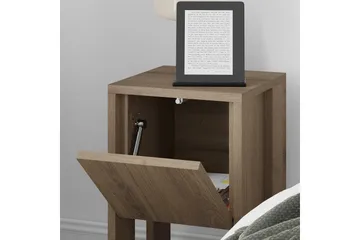 Haelyn Nattbord 30 cm med Tre- og Valnøttutseende, Oppbevaring med Hylle - Brun - Møbler - Bord - Avlastningsbord - Sengebord & nattbord
