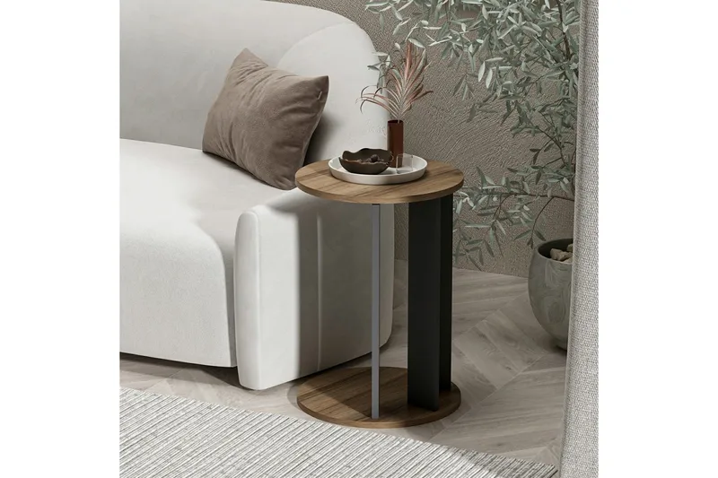 Haelyn Sidebord 34 cm - Valnøtt/Antrasitt - Møbler - Bord - Avlastningsbord - Lampebord & sidebord