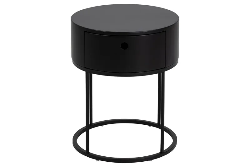 Hastane Nattbord 40 cm Rund i Tre med Metallunderstell - Svart - Møbler - Bord - Avlastningsbord - Sengebord & nattbord