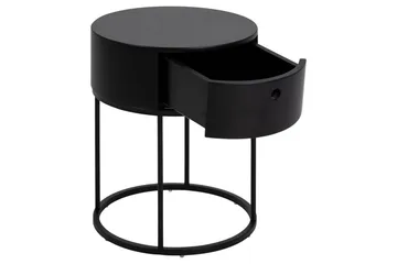 Hastane Nattbord 40 cm Rund i Tre med Metallunderstell - Svart - Møbler - Bord - Avlastningsbord - Sengebord & nattbord