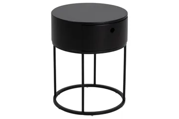 Hastane Nattbord 40 cm Rund i Tre med Metallunderstell - Svart - Møbler - Bord - Avlastningsbord - Sengebord & nattbord