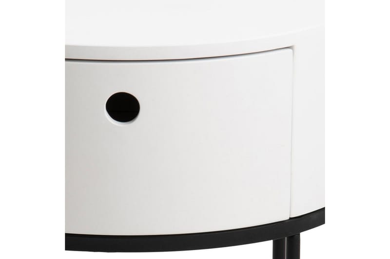Hastane Nattbord 40 cm Rund med Skuffer i Tre og Metall - Hvit - Møbler - Bord - Avlastningsbord - Sengebord & nattbord