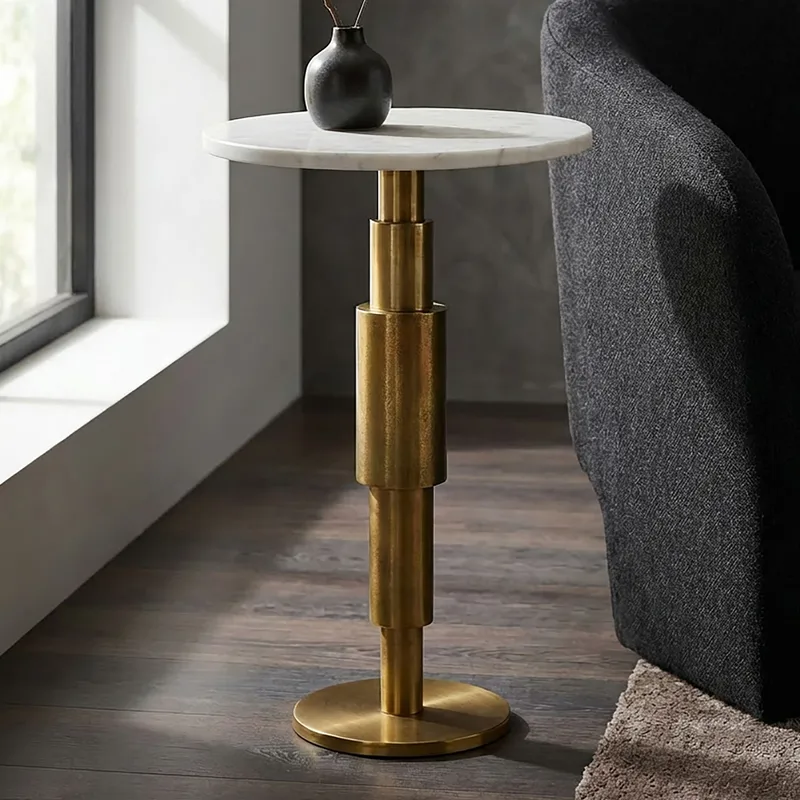 Heluna sidebord 37 cm - hvit marmor og gull - Møbler - Bord - Avlastningsbord - Konsollbord