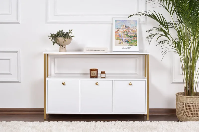 Hemani Konsollbord 120 cm - Hvitt og gull - Møbler - Bord - Avlastningsbord - Gangbord
