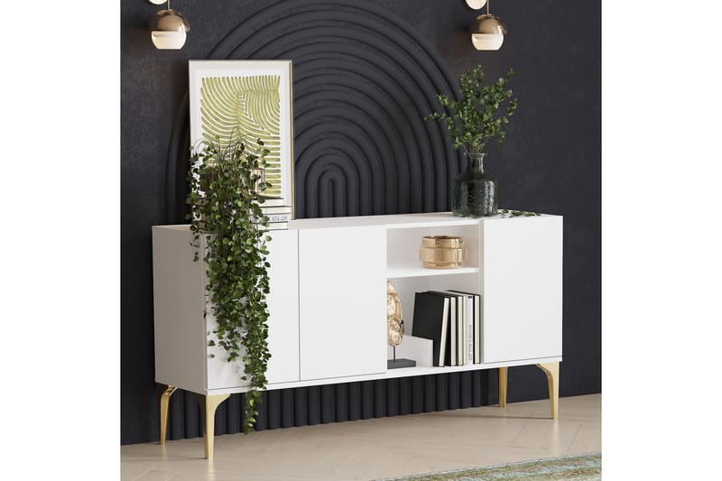 Heshel Konsollbord 150 cm - Hvit/Gull - Møbler - Bord - Avlastningsbord - Gangbord