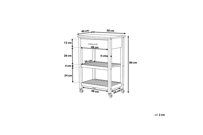 Hiuma Serveringsbord 58 cm - Hvit - Møbler - Bord - Serveringsvogn - Kjøkkenvogn & kjøkkentralle