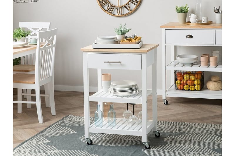 Hiuma Serveringsbord 58 cm - Hvit - Møbler - Bord - Serveringsvogn - Kjøkkenvogn & kjøkkentralle