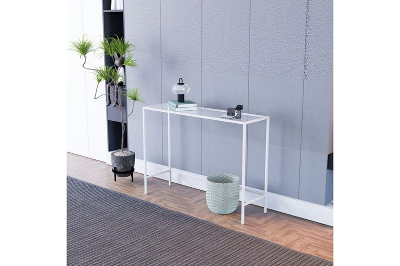 Horacio Sidebord 100 cm - Hvit/Gjennomsiktig - Møbler - Bord - Avlastningsbord - Lampebord & sidebord
