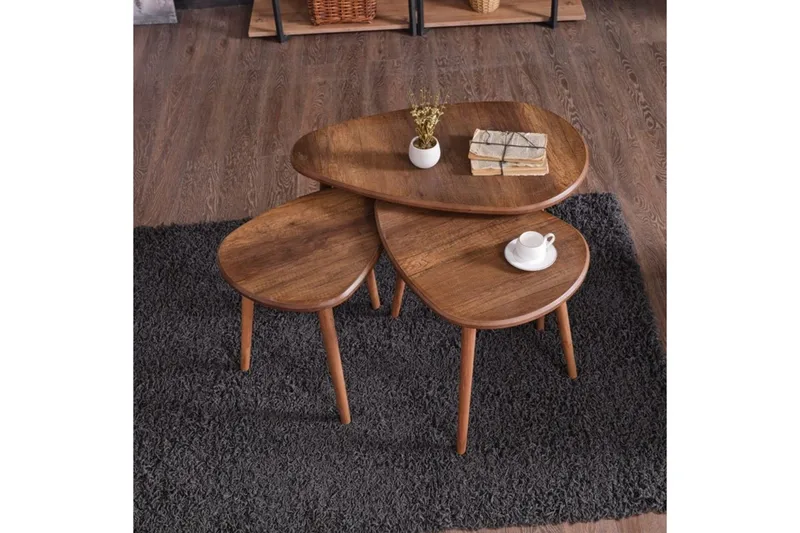 Horatio Sett med bord 80 cm - Sand - Møbler - Bord - Avlastningsbord - Settbord