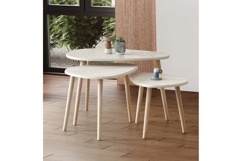 Horatio Sett med bord 80 cm - Sand - Møbler - Bord - Avlastningsbord - Settbord