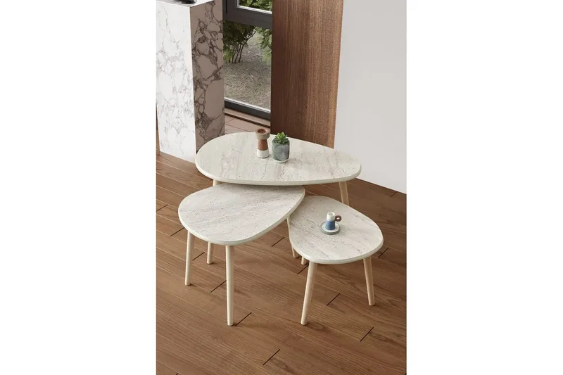 Horatio Sett med bord 80 cm - Sand - Møbler - Bord - Avlastningsbord - Settbord