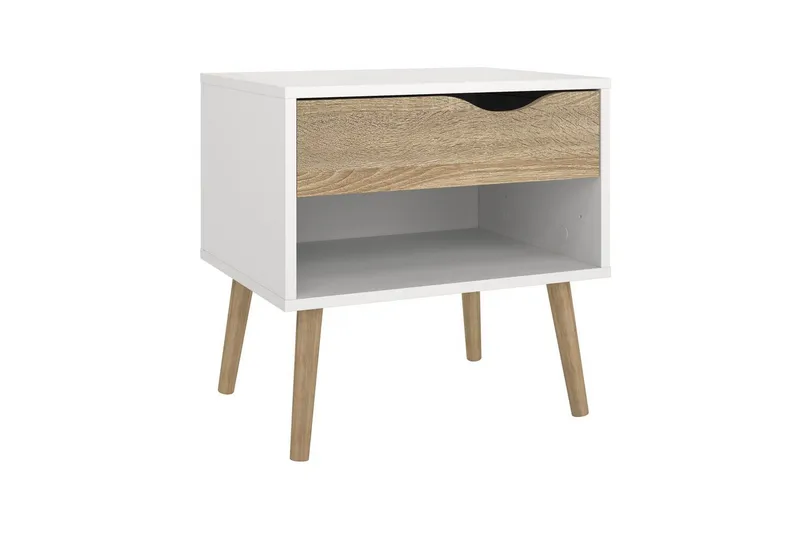 Hostafranc Sengebord 50,2 cm - Hvit - Møbler - Bord - Avlastningsbord - Sengebord & nattbord