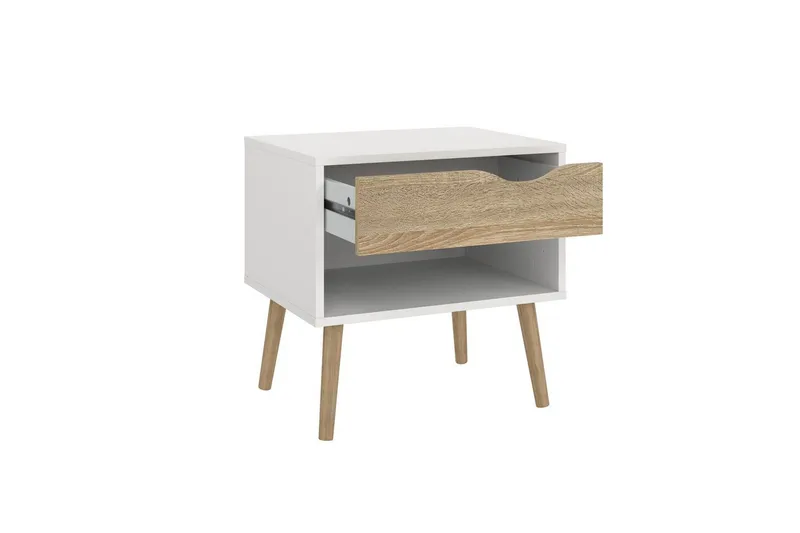 Hostafranc Sengebord 50,2 cm - Hvit - Møbler - Bord - Avlastningsbord - Sengebord & nattbord