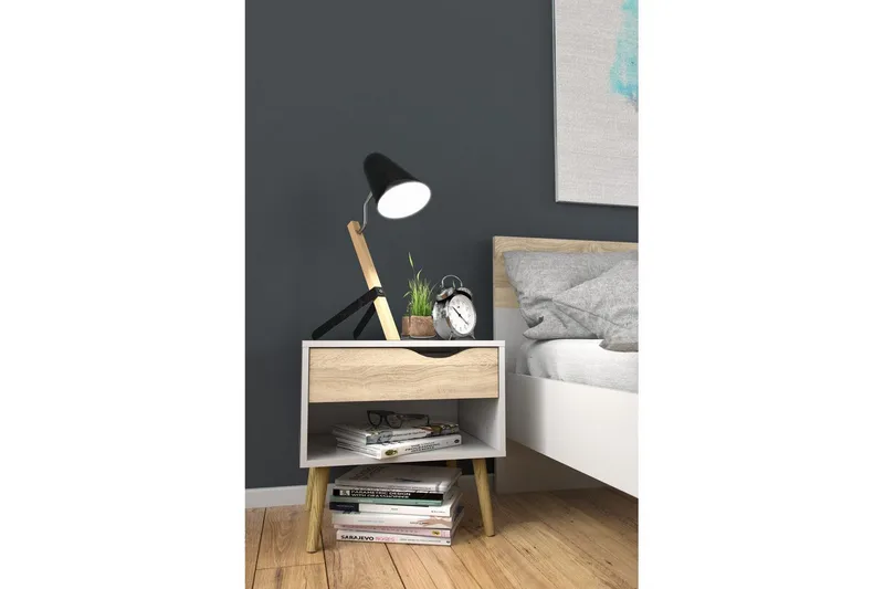 Hostafranc Sengebord 50,2 cm - Hvit - Møbler - Bord - Avlastningsbord - Sengebord & nattbord