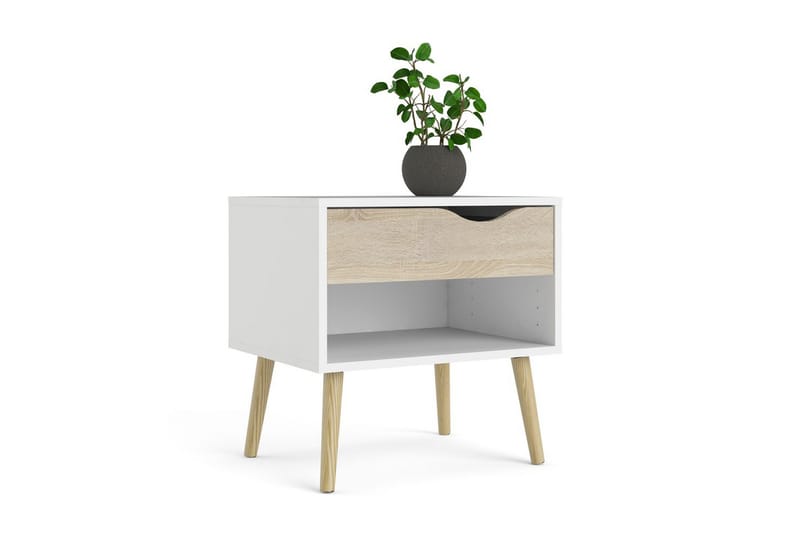 Hostafranc Sengebord 50,2 cm - Hvit - Møbler - Bord - Avlastningsbord - Sengebord & nattbord