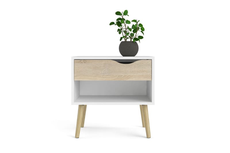 Hostafranc Sengebord 50,2 cm - Hvit - Møbler - Bord - Avlastningsbord - Sengebord & nattbord