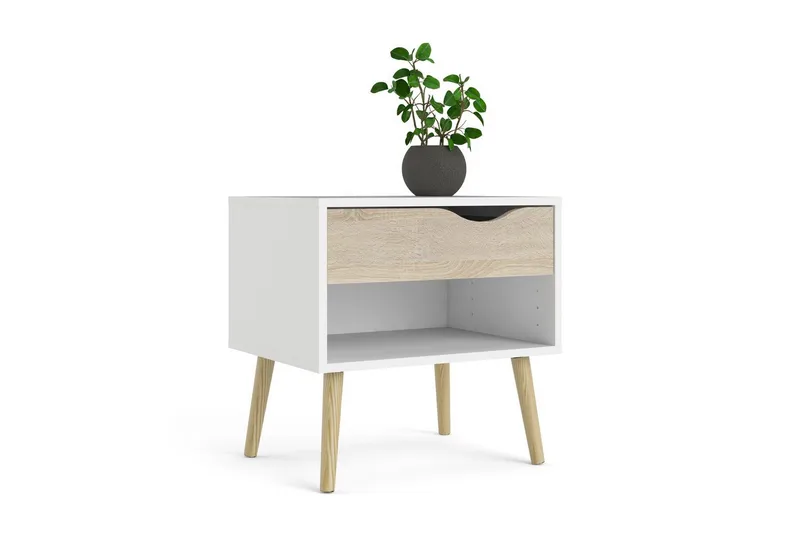 Hostafranc Sengebord 50,2 cm - Hvit - Møbler - Bord - Avlastningsbord - Sengebord & nattbord