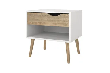 Hostafranc Sengebord 50,2 cm - Hvit - Møbler - Bord - Avlastningsbord - Sengebord & nattbord